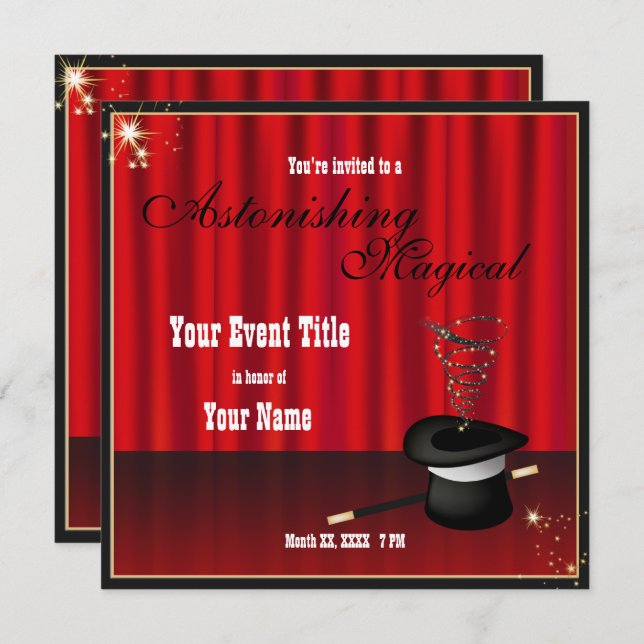 Magiska händelserna Anpassningsbar Inbjudan (Fram/baksida)