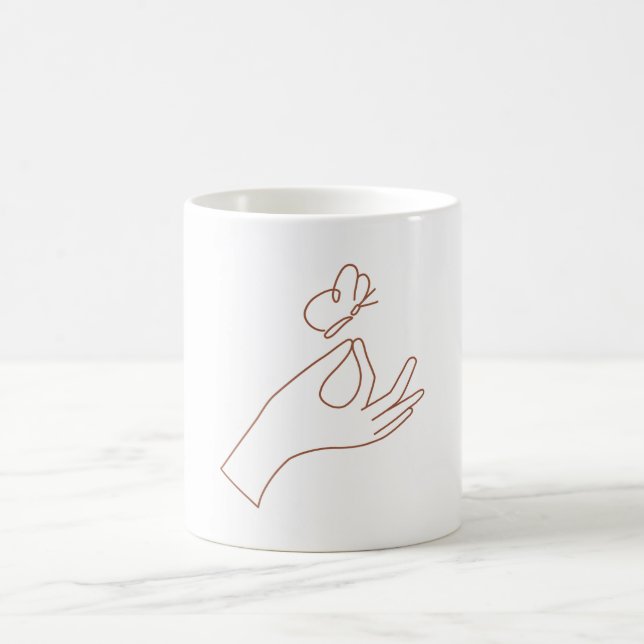 Magiska händer med fjäril kaffemugg (Center)