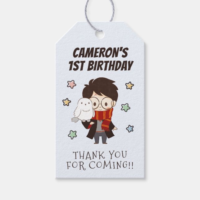 Magiska HARRY POTTER™ och Hogwarts födelsedag Presentetikett (Framsidan)