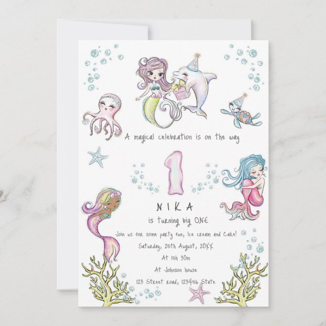 Magiska havsvärlden inbjudningar (Framsida)