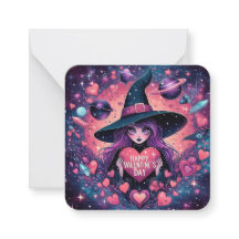 Magiska hörn Witch Valentines day-anteckningskort