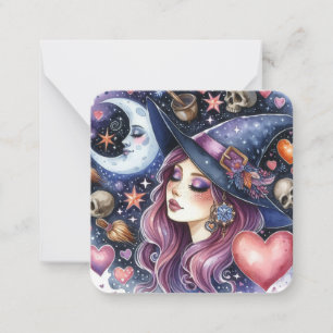 Magiska hörn Witch Valentines day-anteckningskort Anteckningskort