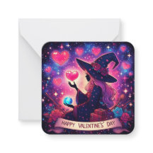 Magiska hörn Witch Valentines day-anteckningskort