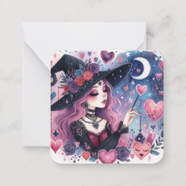 Magiska hörn Witch Valentines day-anteckningskort Anteckningskort