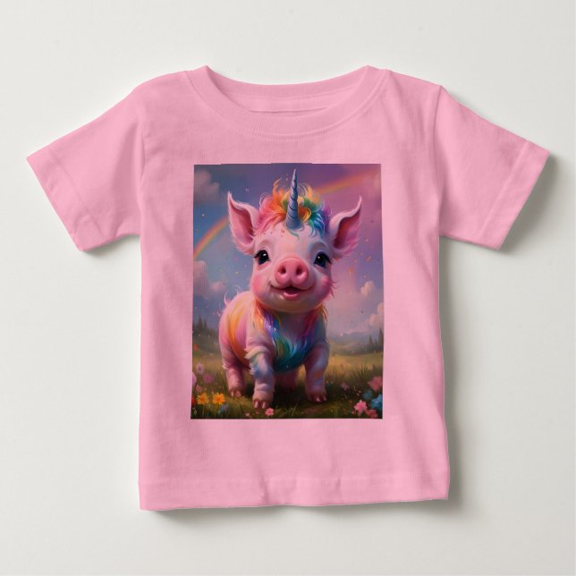"Magiska hovar: Enhörningssvinet regnbåge" T Shirt (Framsida)
