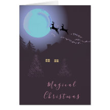 Magiska julnatt julkort med hjortar