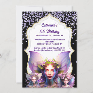 Magiska, kanna, glitter-pixie-flickor inbjudningar
