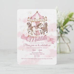 🎠✨ Magiska Karusellhäst Födelsedagsinbjudningar Inbjudningar