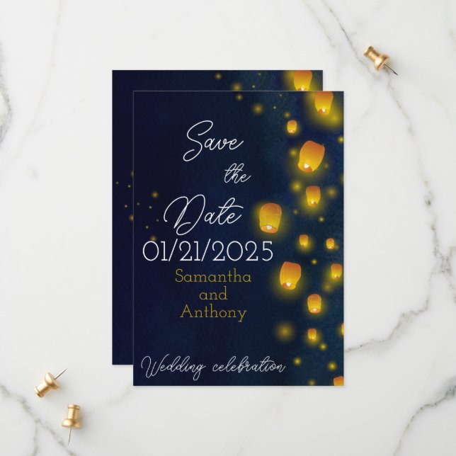 Magiska landternor Bröllop spara datum Spara Datumet (Fram/Back In Situ)