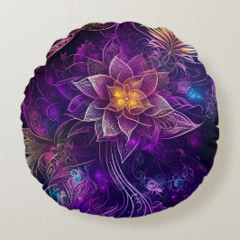 Magiska lilor som ger blommor rund kudde