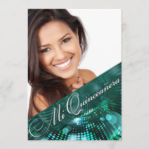 Magiska Ljus Foto Quinceanera - turkos Inbjudningar