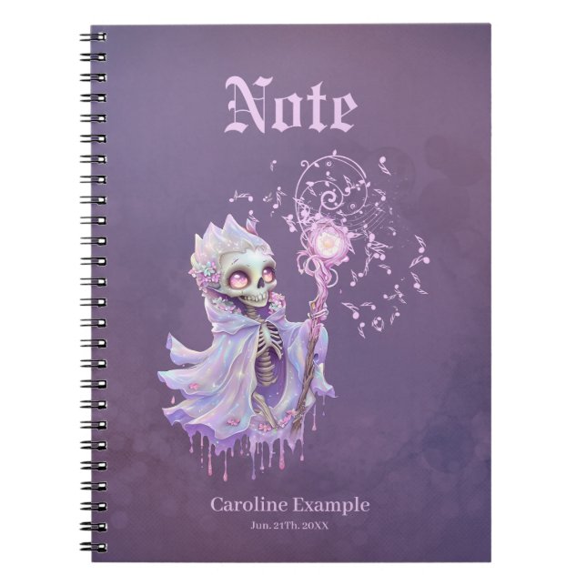 Magiska meloder av sött lila skelett. anteckningsbok (Framsidan)