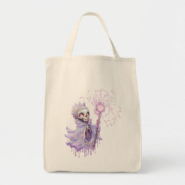 Magiska meloder av sött lila skelett. tygkasse