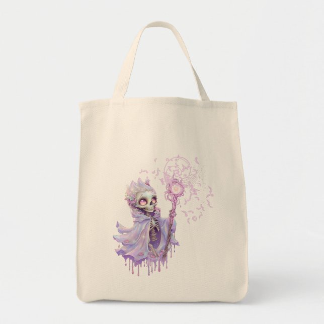 Magiska meloder av sött lila skelett. tygkasse (Framsidan)