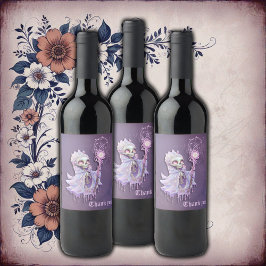 Magiska meloder av sött lila skelett. vinflaska etikett