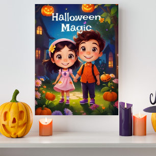 Magiska minnesmärken från Halloween Garden AI Gene Poster