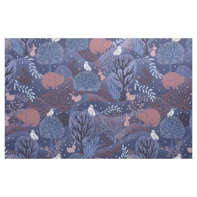 Magiska nattskogsdjur, söta barn tyg (Fat Quarter)