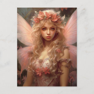Magiska och Rosa Fairy Fantasy Art-vykort Vykort