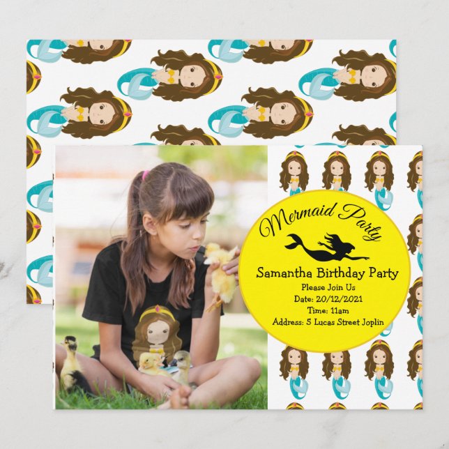 Magiska över Sjöjungfrun Party Inbjudningar (Fram/baksida)