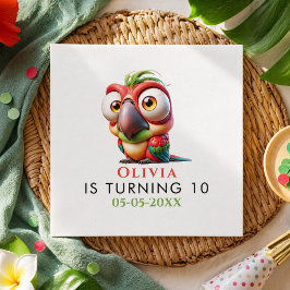 Magiska papegojteckningar 1-årsdag pappersservett