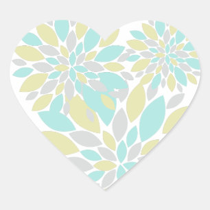 Magiska Pastellfärgade Blomblad Hjärtformat Klistermärke