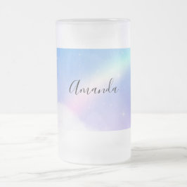 Magiska pastellmoln och regnbåge frostat ölglas