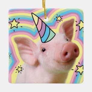 Magiska piglet Unicorn Julgransprydnad Keramik