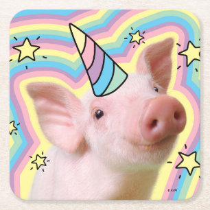 Magiska piglet Unicorn Underlägg Papper Kvadrat