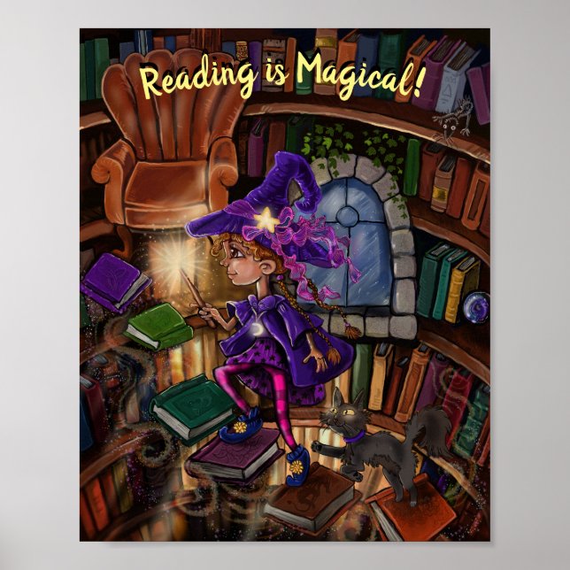 Magiska Poster i Bibliotek "Läsning är magisk" (Framsidan)
