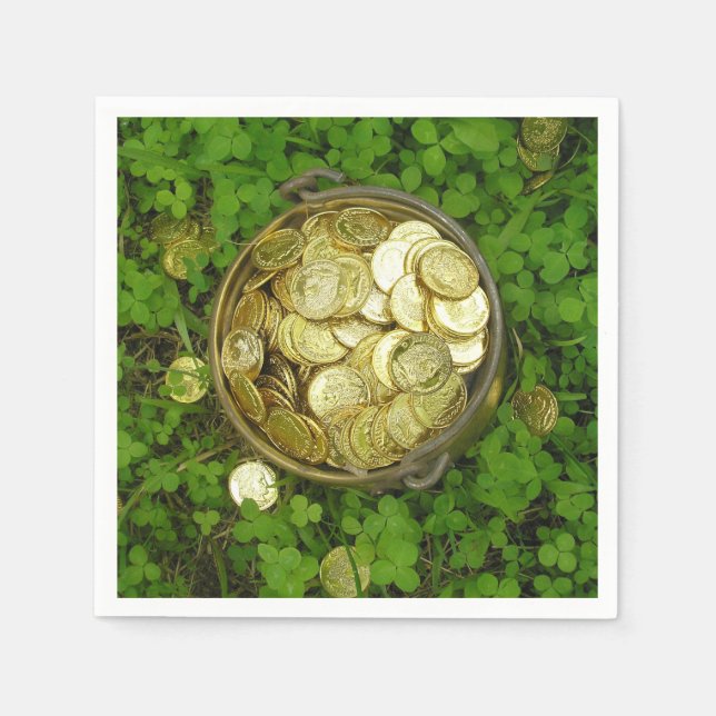 Magiska Pot av Guld med Shamrocks! Pappersservett (Framsidan)