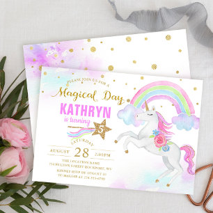 Magiska Rainbow Unicorn Birthday-inbjudningar Inbjudningar