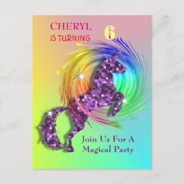 Magiska Rainbow Unicorn Thed Party Inbjudningar