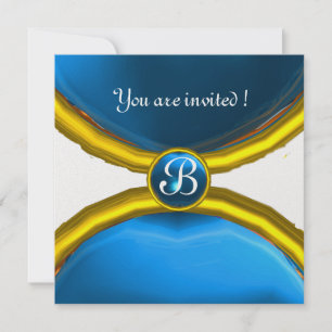MAGISKA RINGAR, MONOGRAM ädelsten blå is Inbjudningar