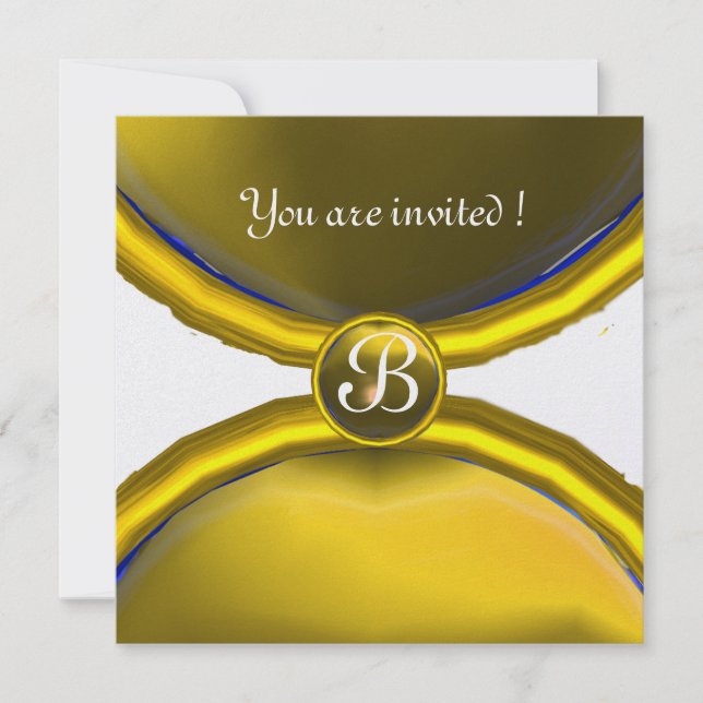 MAGISKA RINGAR, MONOGRAM ädelsten gul is Inbjudningar (Framsida)