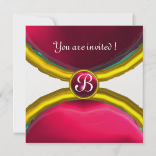 MAGISKA RINGAR, MONOGRAM ädelsten rosa is Inbjudningar