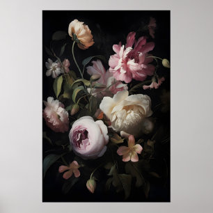 Magiska rosa blommor i trädgårdstryck, Botaniskt m Poster