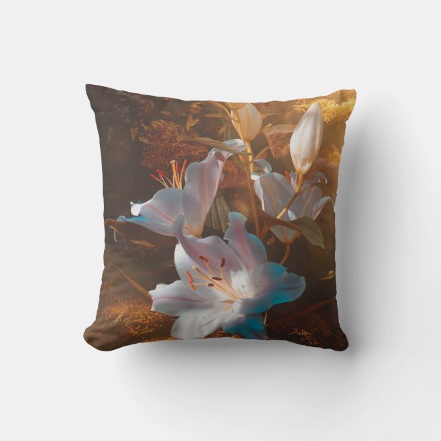 Magiska rosa liljor - blommor kudde (Framsida)