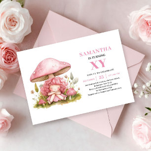 Magiska Rosa Sagoflicka 3-års Födelsedags Blommig Inbjudningar
