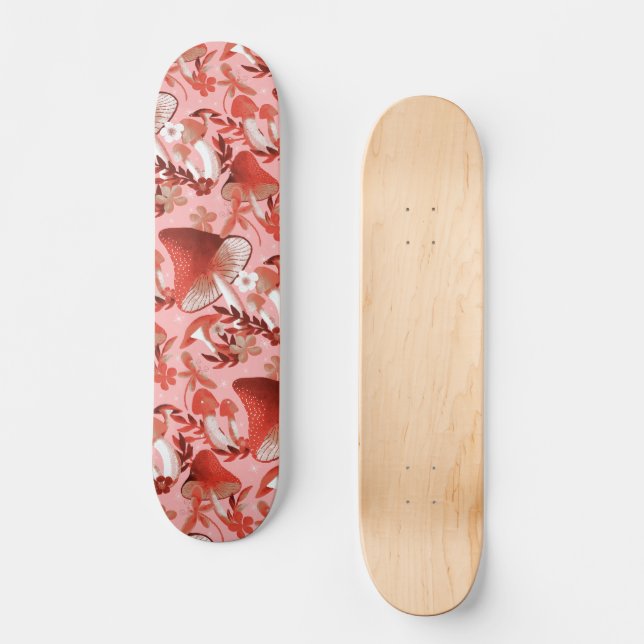 Magiska rosor och rött i svamprum mini skateboard bräda 18,5 cm (Framsida)