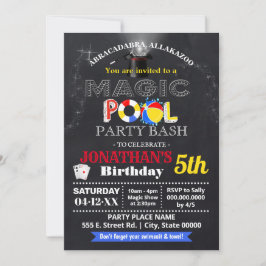 Magiska showen och bassäng födelsedag, basbarn par inbjudningar