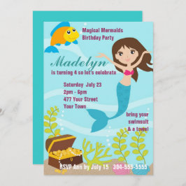 Magiska Sjöjungfruar Bassäng Party Inbjudningar