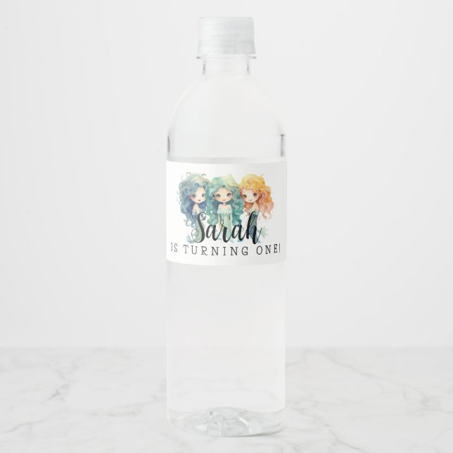 Magiska Sjöjungfruar födelsedag Vattenflaskor Etikett (Framsida)