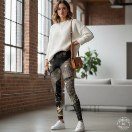 Magiska skinande guldstjärnor & Bokeh-ljus Leggings