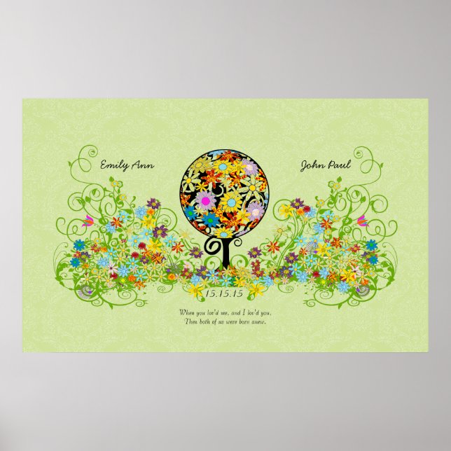 Magiska skogcirkeln Kärlek Flower Träd Bröllop Poster (Framsidan)