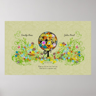 Magiska skogcirkeln Kärlek Flower Träd Bröllop Poster