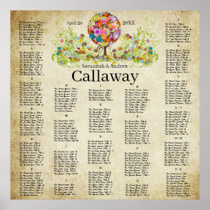 Magiska skogcirkeln Kärlek Flower Träd Bröllop Poster