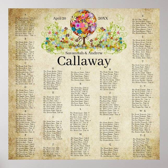 Magiska skogcirkeln Kärlek Flower Träd Bröllop Poster (Framsidan)