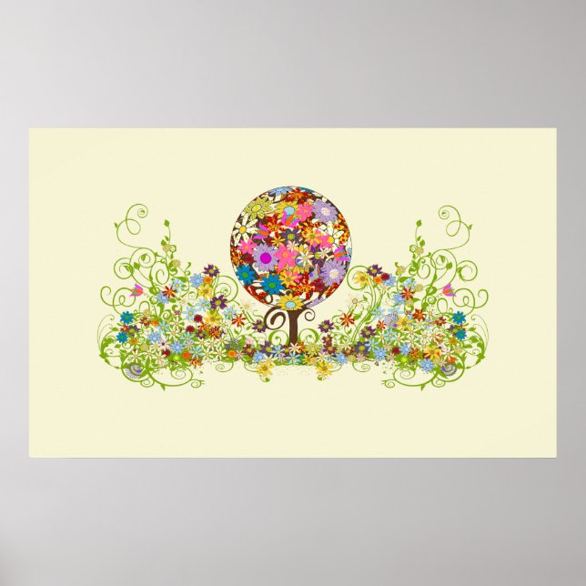 Magiska skogcirkeln Kärlek Flower Träd Bröllop Poster (Framsidan)