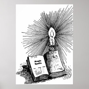 Magiska Spådomar Bok Candle Witchcraft art Poster