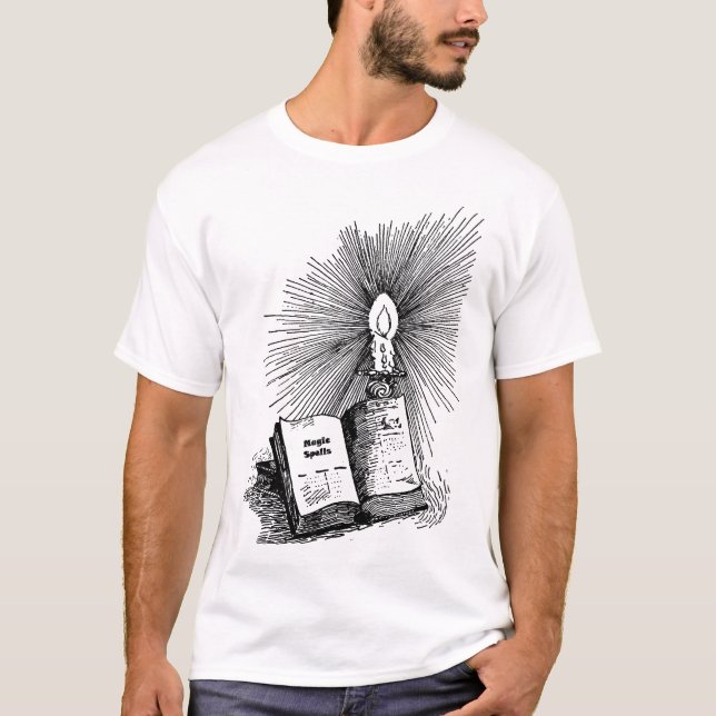 Magiska Spådomar Bok Candle Witchcraft art T Shirt (Framsida)